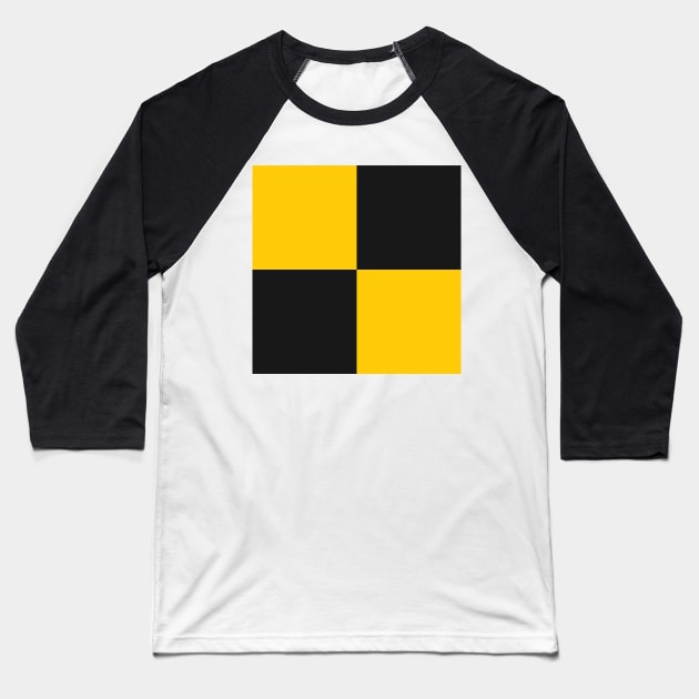 Watford Yellow and Black Checkered Fan Flag Baseball T-Shirt by Culture-Factory